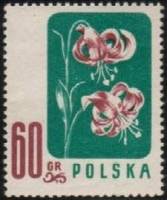 (1957-032) Марка Польша "Лилия кудреватая"   Цветы III Θ
