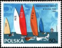 (1965-029) Марка Польша "Класс Финн"   Чемпионат мира по парусному спорту III Θ
