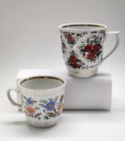 Чашки чайные бокалы большие 2 штуки Коростень СССР фарфор винтаж