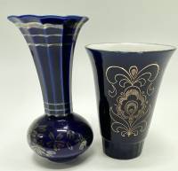 Ваза + бокал Кобальт позолота