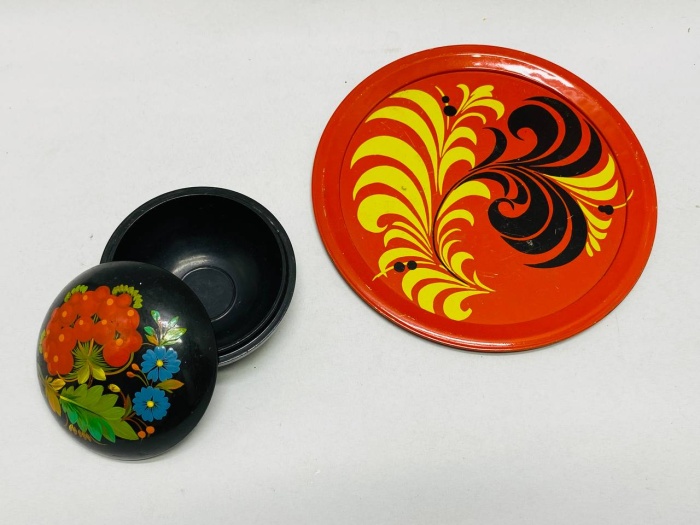 Набор поднос + шкатулка роспись