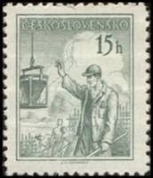 (1954-030) Марка Чехословакия "Строитель"    Профессии (Стандартный выпуск) II Θ