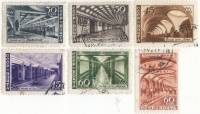 1947-049-54 Серия Набор марок 6 шт СССР Станции  Московский метрополитен II Θ