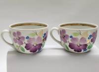 Чашки чайные 2 шт Песочное Первомайский завод фарфор ручная роспись золочение СССР винтаж 1970- е