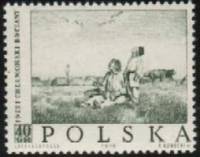 (1959-017) Марка Польша "Аисты (Ю. Хелмоньский)"   Живопись Польши III O