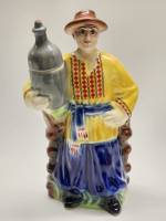 Бутылка штоф статуэтка Казак Украинец в шароварах фарфор Полоне ЗХК СССР винаж высота 28,5 см