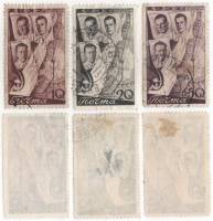 1938-20-22 Серия Набор марок 3 шт СССР Перф лин 12¼  2-й беспосадочный перелёт СССР-США II Θ