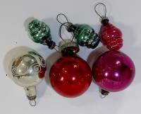 Набор ёлочных игрушек "Ассорти", 6 шт, стекло, СССР (сост. на фото)