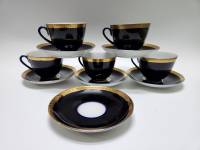 Чайные пары 5 штук и блюдце ЛФЗ кобальт позолота