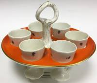 Пашотница на 6 яиц на подставке"Фарфоровый завод Братьев Корниловых", фарфор (сост. на фото)