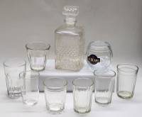 Графин штоф СССР стекло 7 стаканов граненых и гладких Пивная кружка Невское (9 предметов)