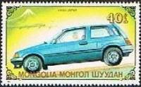 (1989-048) Марка Монголия "Хонда Цивик, 1972"    Автомобили III Θ