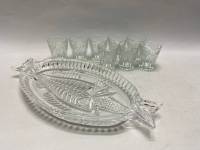 Селедочница и 8 стопок, стекло, хрусталь