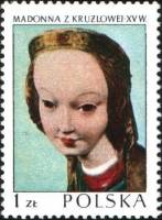 (1973-007) Марка Польша "Крузлова Мадонна, 1410 год"    Шедевры польского искусства III Θ