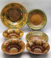 Блюдо Тарелки Салатники ЗиК Конаково Подсолнух Крыжовник керамика СССР винтаж 6 предметов