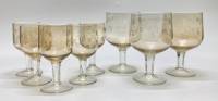 Рюмки 5 шт + бокалы 3 шт, цветное стекло, алмазная резка, СССР