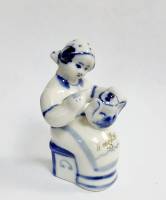 Фарфоровый сувенир "Живописка", гжель, позолота