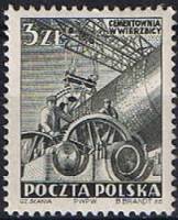 (1952-028) Марка Польша "Завод 'Дружба' (Серо-черная)"   Новый цементный завод в Вежбице II Θ