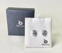Серьги гвоздики серебрение 925 пр 4,5 гр цирконий Preciosa Чехия в подарочной коробке
