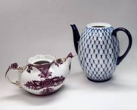 Чайник заварочный кобальтовая сетка ЛФЗ и чайник ЛОЗ (сколы) без крышек