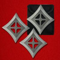 Тренировочные квадратообразные сюрикены из стали, 3 штуки, в чехле, новые