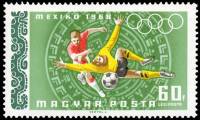 (1968-058) Марка Венгрия "Футбол"    Летние ОИ 1968, Мехико II Θ