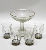 Конфетница креманка на ножке и 4 стопки хрусталь СССР