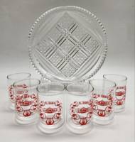 Блюдо хрусталь и 6 стопок город Клин стекло СССР