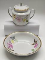 Сахарница и салатник фарфор Рига ручная роспись позолота СССР винтаж 