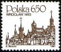 (1981-012) Марка Польша "Вроцлав"    Стандартный выпуск. Городские достопримечательности II Θ