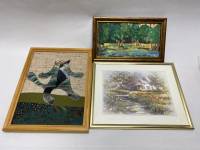 Набор картин (масло, офсет, апликация) (состяоние на фото) 3 шт