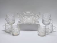 Салатник ладья и 6 пивных кружек хрусталь СССР