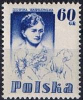 (1956-027) Марка Польша "Л. Вавжинская (Темно-синяя)"   Людвига Вавжинская (1908-1955) III Θ