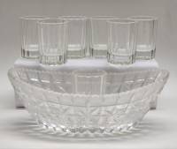 Салатник ладья хрусталь СССР и граненые стопки 7 шт стекло