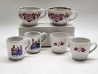 Кофейные чайные чашки 6 шт Дулево Красный фарфорист Вербилки