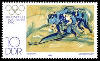 (1980-001) Марка Германия (ГДР) "Бобслей"    Зимние ОИ 1980, Лейк Плэсид II Θ