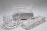 Салатник круглый ладья селедочница Новогодняя сервировка стола хрусталь СССР 3 предмета