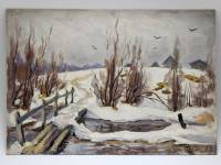 Картина Тулаев В. Н. 1983 г. Зимний пейзаж № 1 масло картон 35х25 см
