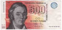 1986 Litt A Банкнота Финляндия 1986 год 500 марок Элиас Лённрот Sorsa - Vanhala  XF