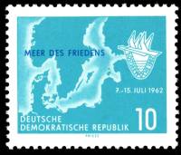 (1962-031) Марка Германия (ГДР) "Карта"    Неделя Балтики III Θ