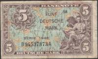 1948 Банкнота Германия ФРГ 5 марок    F