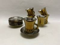 Кофейный набор 6 чашек и 6 блюдец СССР стекло, позолота