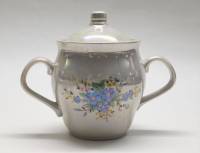 Сахарница Хайтинский фарфор перламутр деколь незабудки СССР винтаж 1970-е высота 14 см