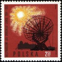 (1965-047) Марка Польша "Антена и солнце (Оранжево-коричневая)"   Международный год Тихого Солнца I 