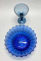 Салатник + креманка, стекло, Кобальт