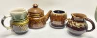 Набор керамики 5 предметов чайник + 2 кувшина + горшок + тарелка 