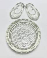 Пепельницы в виде башмачков и круглая, стекло, СССР, 3 шт