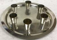 Набор винный на 6 персон, стопки и поднос, металл, СССР (сост. на фото)