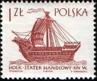 (1965-008) Марка Польша "Судно Халк"   Парусные суда III O