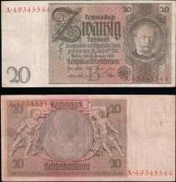 1924-1929 Банкнота Германия 20 марок Вернер фон Сименс   VF